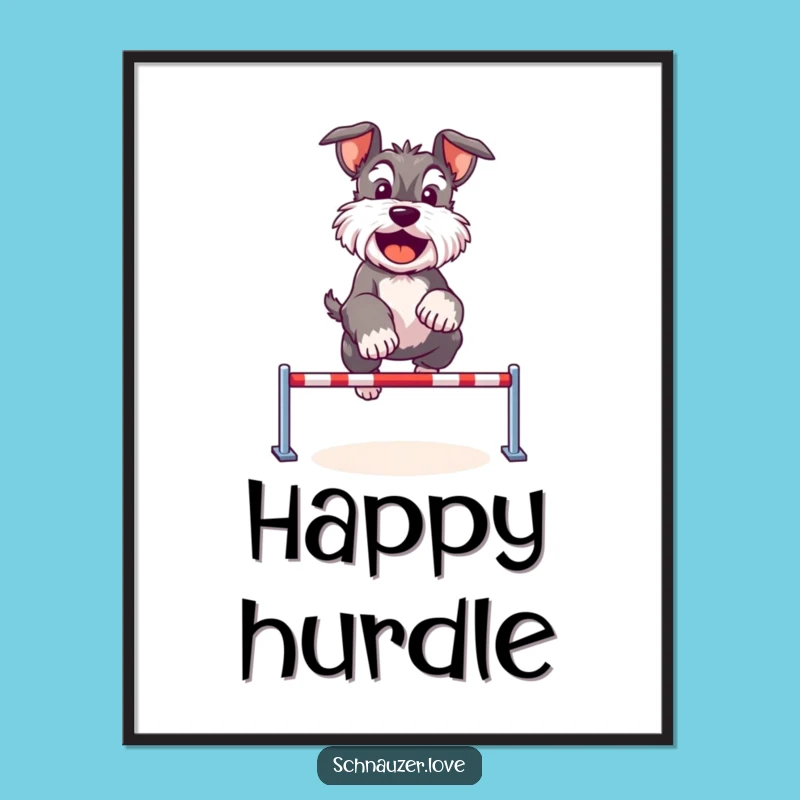 Funny Schnauzer Jump Digital Art: Active Dog Printable, Instant Decor