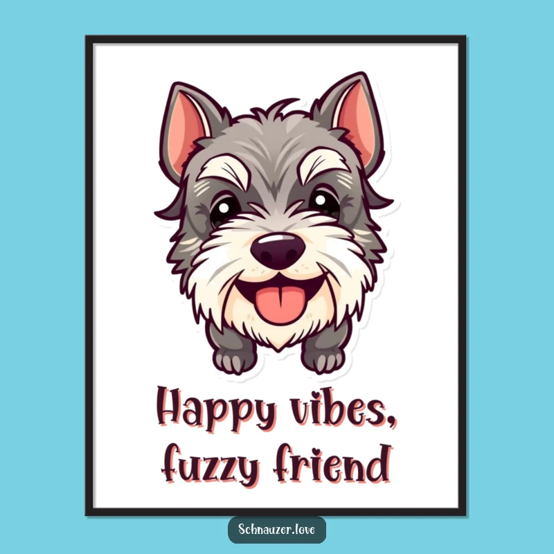 Digital Art: Funny Schnauzer Tongue Out Print, Happy Dog Decor, Perfect Funny Gift