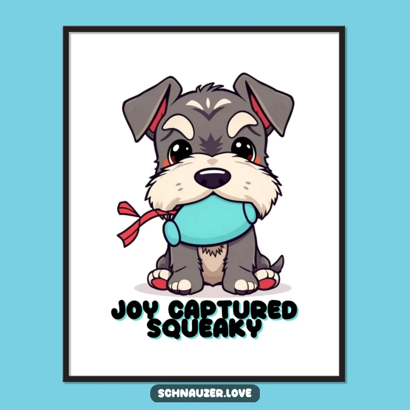Funny Schnauzer Toy Digital Art: Squeaky Toy Print, Instant Download Gift