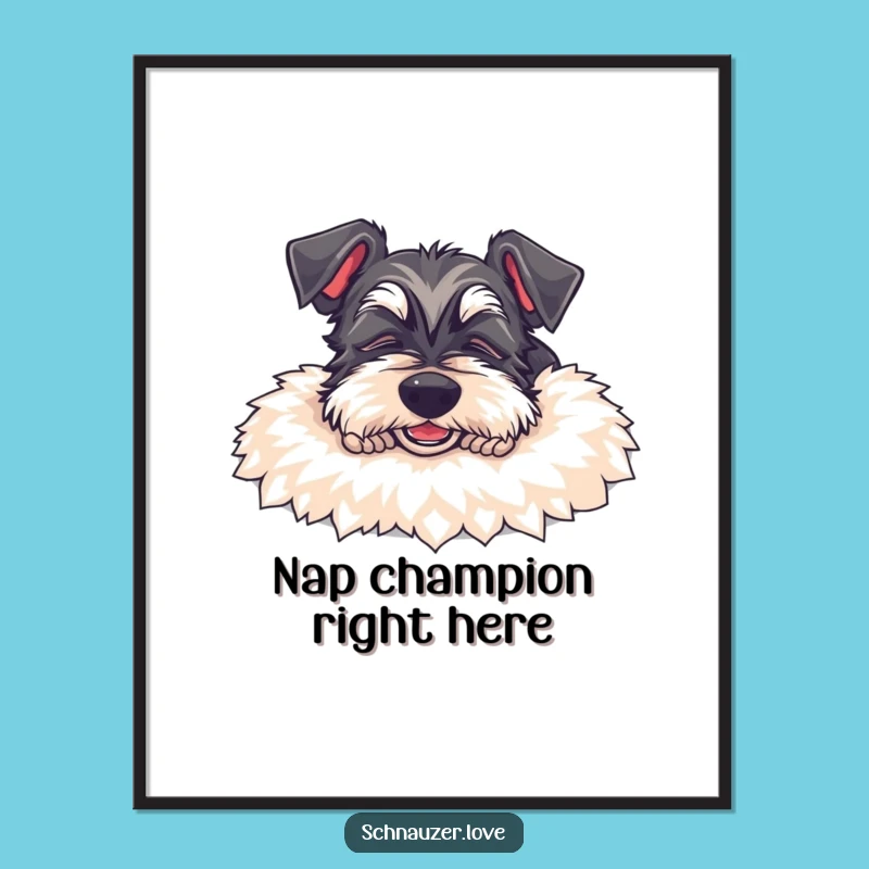 Funny Schnauzer Sleeping Wall Art: Adorable Dog Print, Unique Funny Gift for Decor