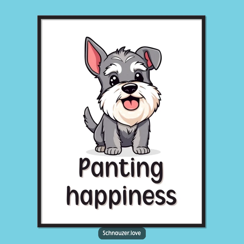 Funny Happy Schnauzer Wagging Tail Digital Art Print: Instant Joyful Decor for Dog Lovers