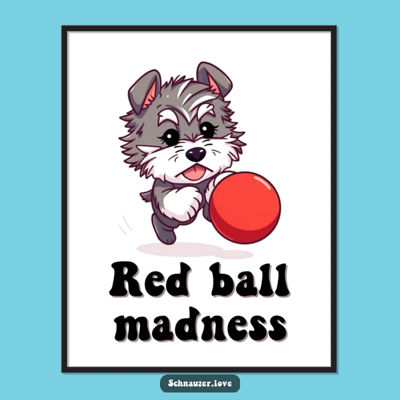 Funny Schnauzer Ball Chase Digital Art: Lively Decor for Dog Lovers' Homes