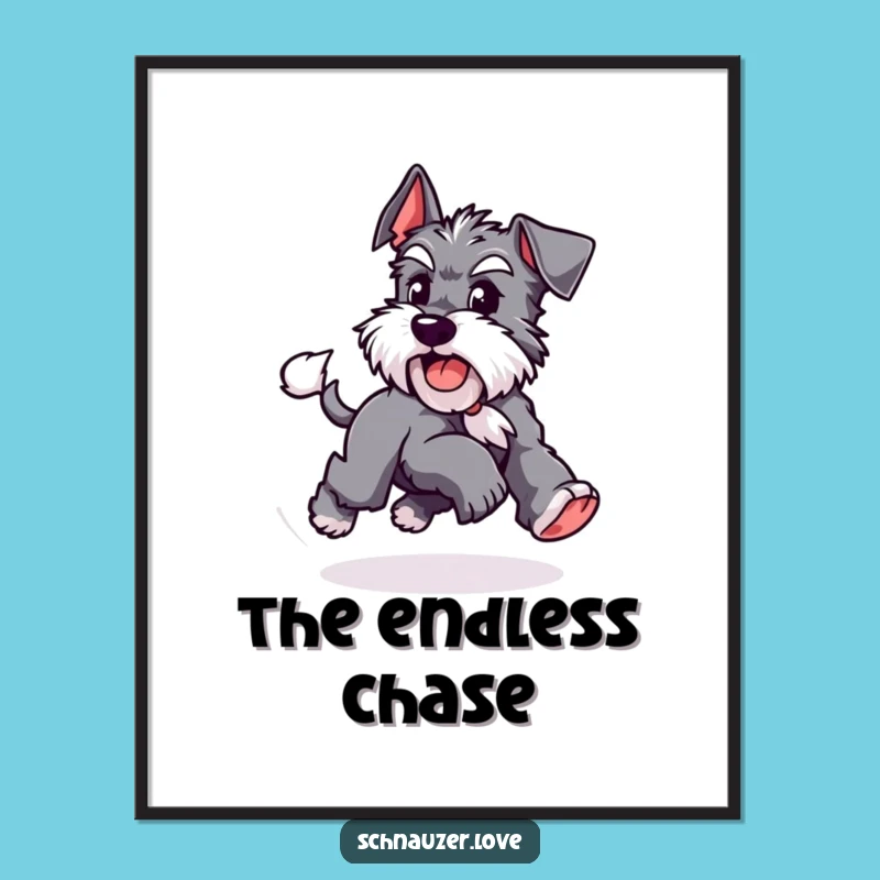 Funny Schnauzer Tail Digital Art: Playful Dog Chasing Tail, Instant Humorous Pet Download Gift