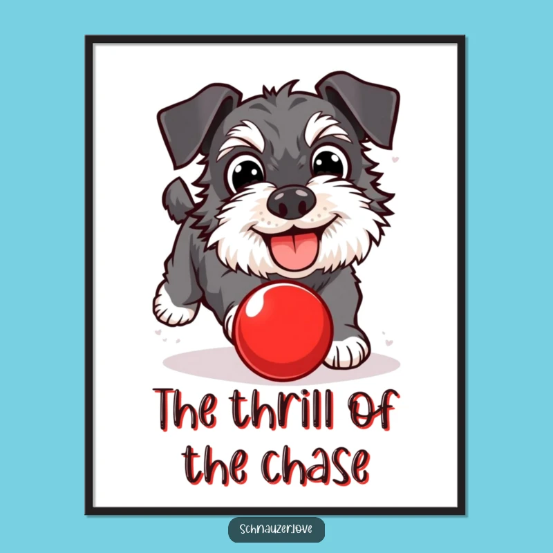 Funny Schnauzer Ball Chasing Digital Print: Instant Joyful Decor