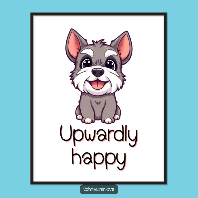 Funny Happy Schnauzer Digital Art: Instant Canine Cheer Decor