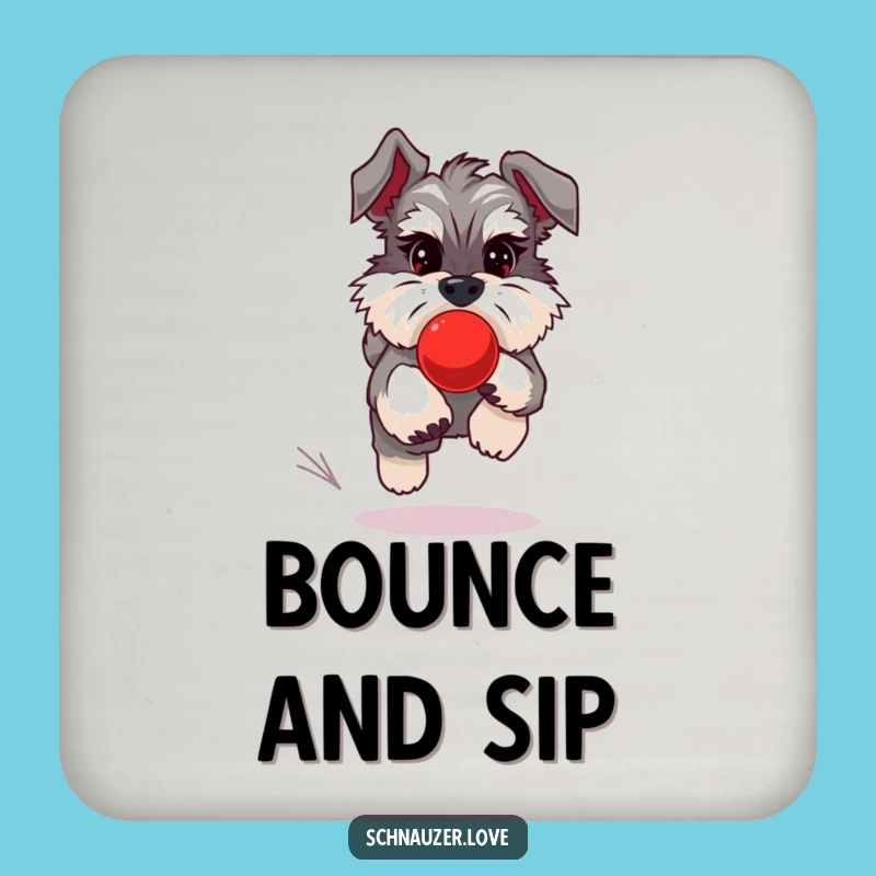 Funny Schnauzer Ball Chase Coasters - Protect Surfaces with Dog Playfulness Gift Set