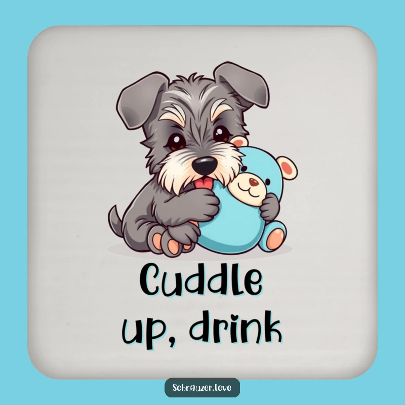 Funny Schnauzer Coaster: Happy Cuddle Decor for Hilarious Gift