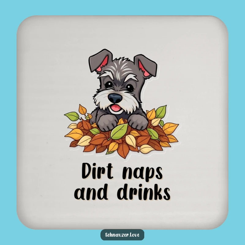 Funny Schnauzer Leaves Coaster Set: Playful Digging Protection, Autumn Gift