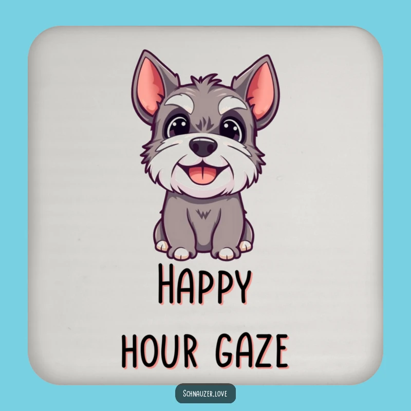 Funny Happy Schnauzer Coaster: Protect Surfaces with Canine Charm