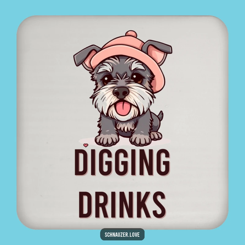 Funny Hat Schnauzer Coaster Set: Protect Surfaces with Digging Pups, Gift