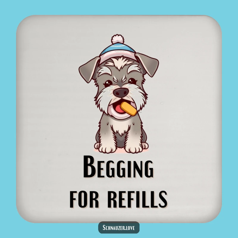 Funny Schnauzer Begging Treat Coasters: Protect Surfaces with Adorable Humor