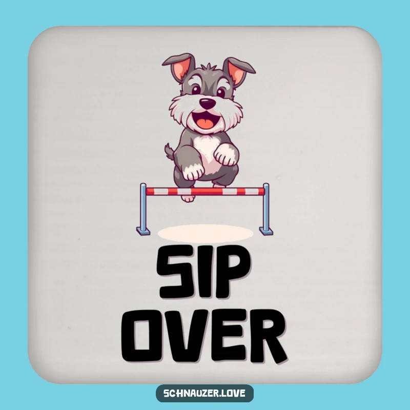 Funny Schnauzer Drink Coaster: Active Jumper, Cute Dog Decor Gift