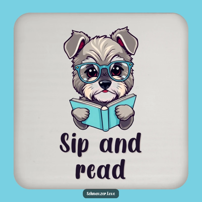 Funny Schnauzer Drink Coaster: Protect Surfaces with Scholarly Dog Style
