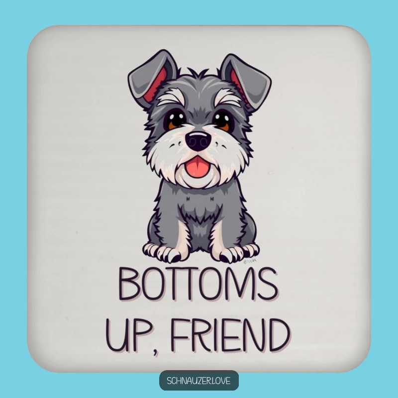 Funny Schnauzer Floppy Ears Drink Coaster, Curious Dog Accent