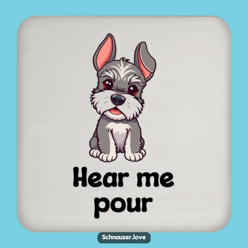 Funny Schnauzer Listening Coaster Set - Humorous Dog Protection for Tables & Gift!