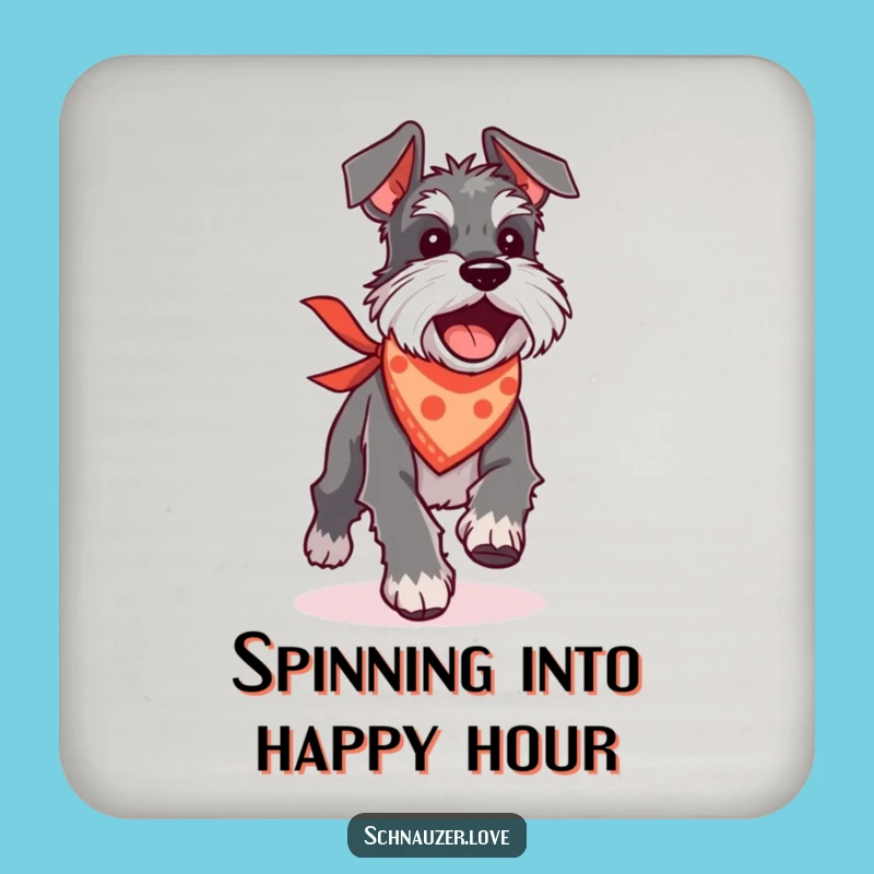 Funny Schnauzer Tail Chase Coaster: Protect Surfaces Playfully!