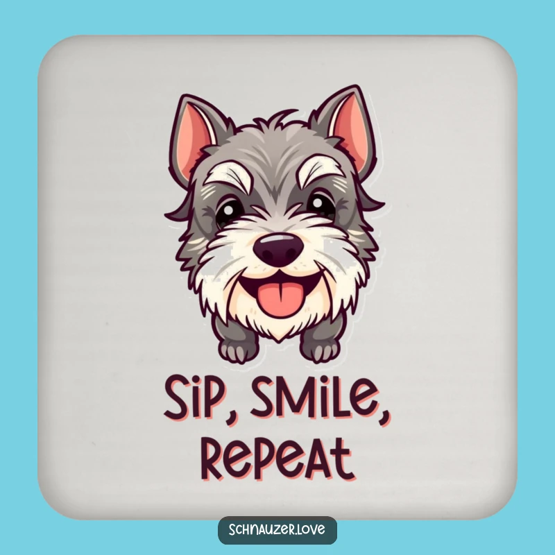 Happy Sips Funny Schnauzer Tongue Out Coaster: Protect Your Table, A Fun Funny Gift