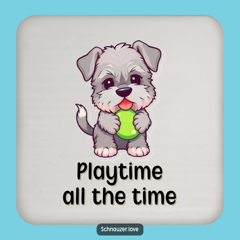 Funny Schnauzer Coaster: Protective Fluffy Dog with Squeaky Toy, Humorous Pet Drink Accessory Gift