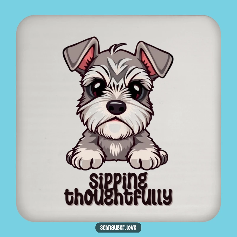 Funny Schnauzer Coaster, Eyebrow Tilt Drink Protector for Puzzled Gift