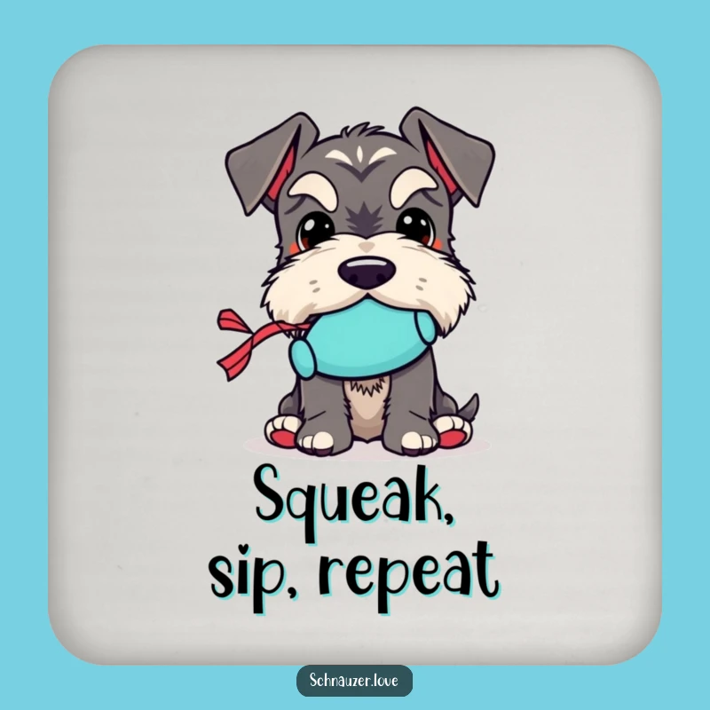 Funny Schnauzer Toy Coaster Set: Squeaky Toy Protection, Humorous Gift