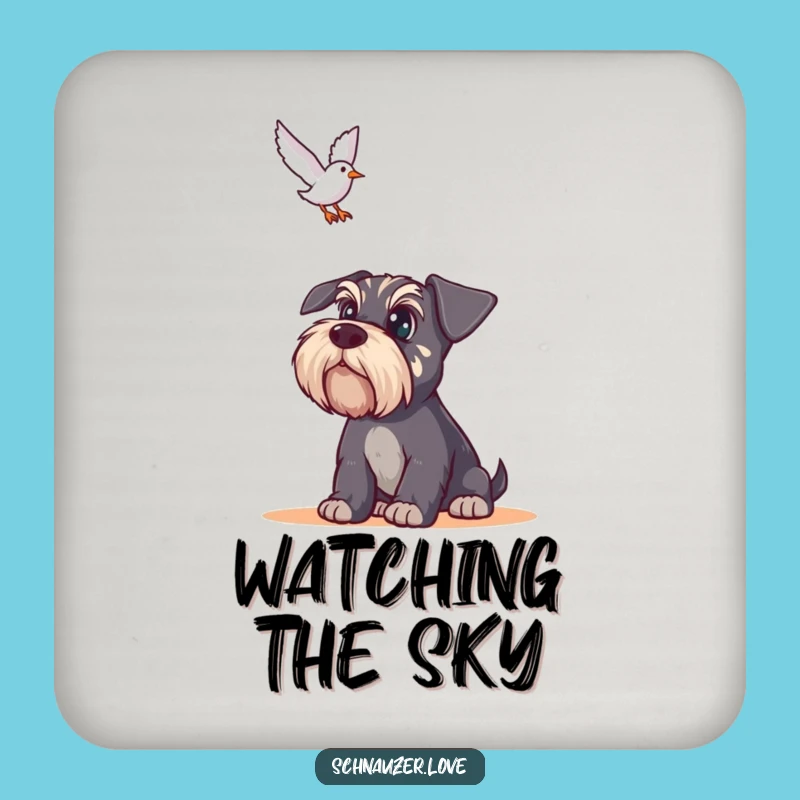 Funny Schnauzer Watch Coasters: Alert Dog Drink Protectors, Set of Funny Gifts