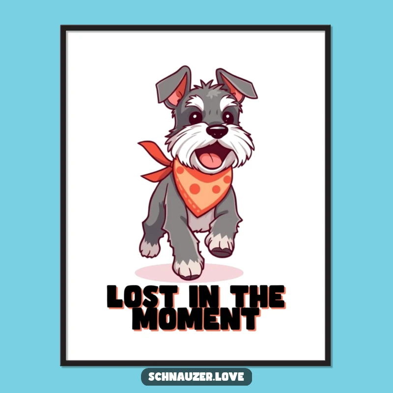 Funny Schnauzer Tail Chase Poster: Silly Dog Wall Art!