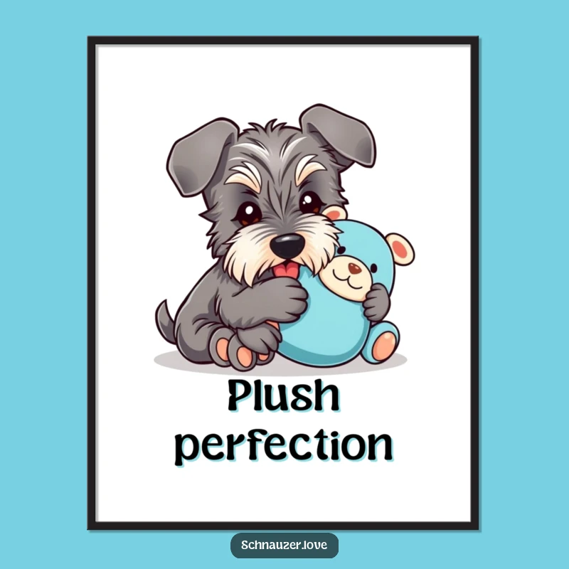 Funny Schnauzer Cuddle Poster: Floppy Ear Dog Art Gift