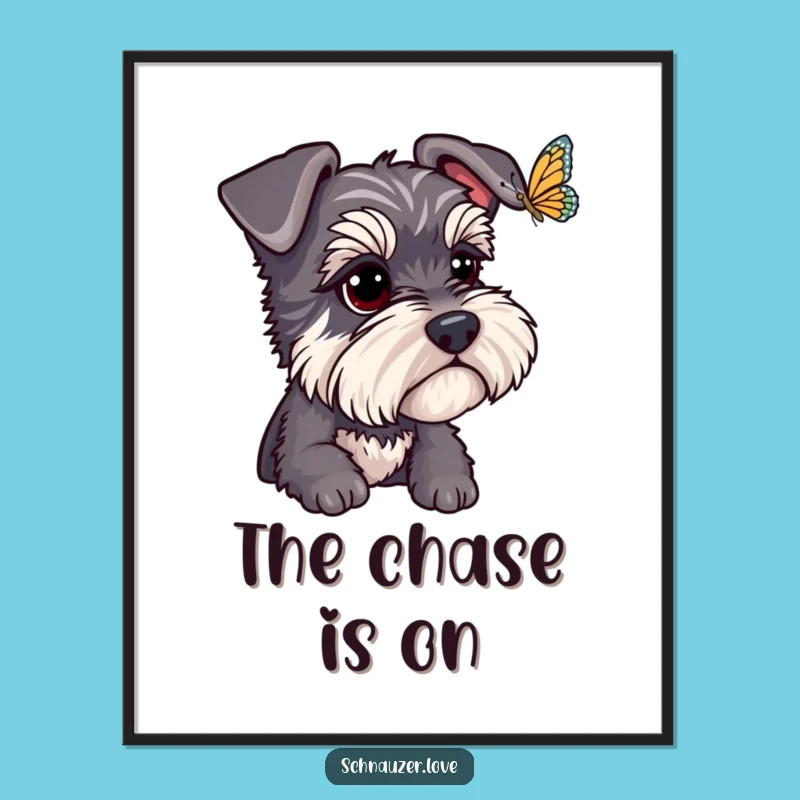 Funny Schnauzer Butterfly Watch Poster: Captivating Nature Art & Dog Decor