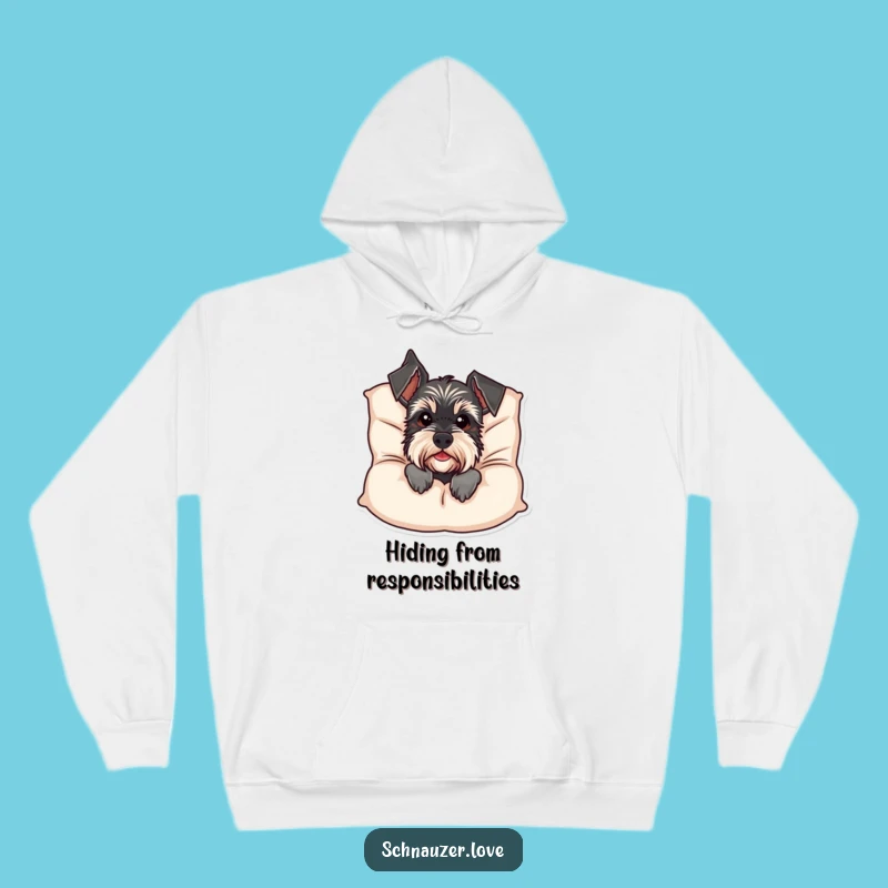 Cozy Funny Schnauzer Cushion Peek Hoodie: Warm & Hilarious Dog Gift