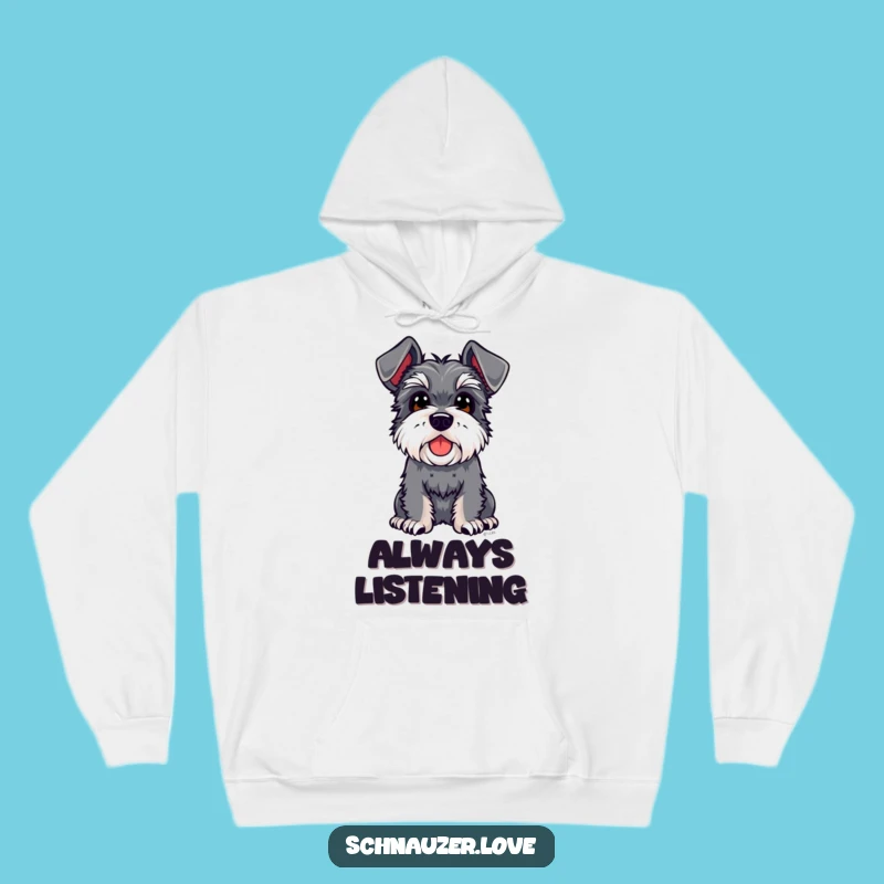 Cozy Funny Schnauzer Floppy Ears Hoodie, Curious Pup Gift, Humorous