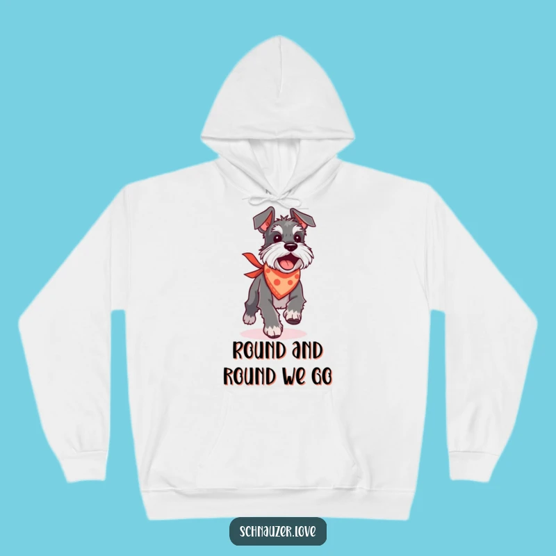 Cozy Funny Schnauzer Tail Chase Hoodie: Warm and Silly Dog Gift!