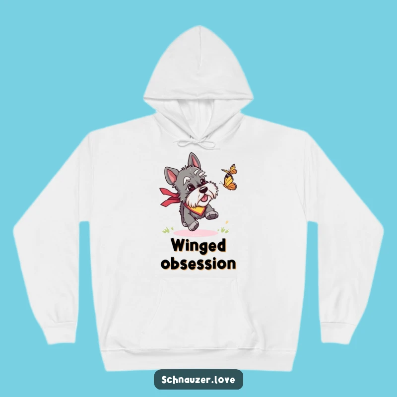 Funny Schnauzer Butterfly Hoodie: Cozy Chase, Perfect Gift for Dog Lovers