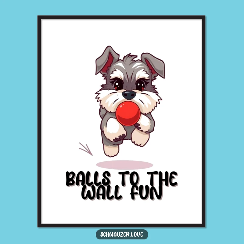 Free Printable Wall Art: Schnauzer Ball Chase, Playful Downloadable Decor Gift!