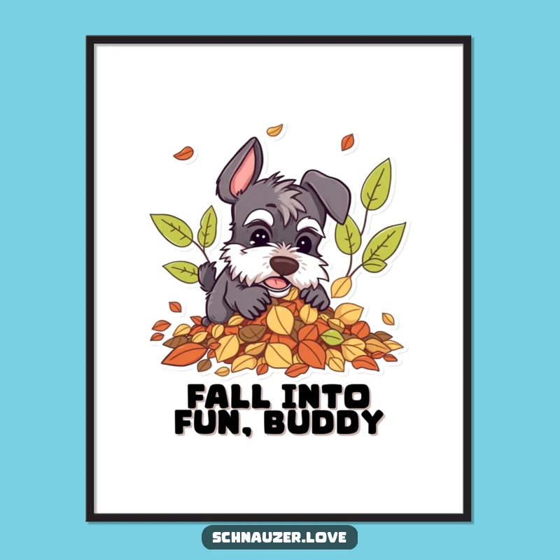 Free Printable Schnauzer Wall Art: Funny Digging Dog Leaves Decor