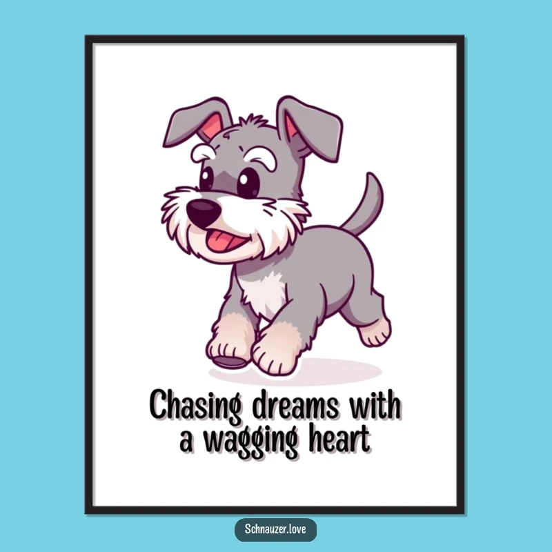 Funny Free Printable Wall Art: Happy Schnauzer Running, Energetic Downloadable Decor