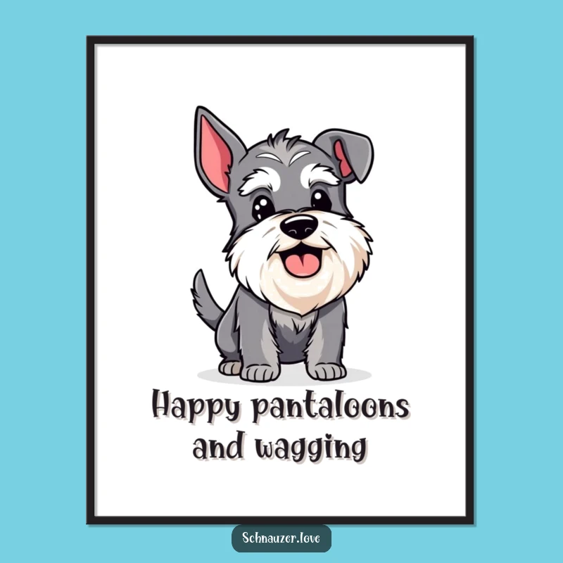 Schnauzer Wagging Tail Art Free Printable: Happy Dog Wall Decor