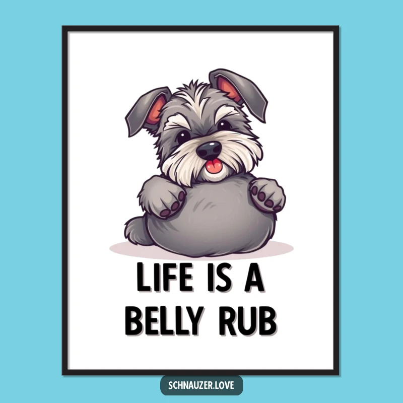 Free Printable Schnauzer Wall Art: Hilarious Belly Rub Scene, Funny Dog Downloadable Decor