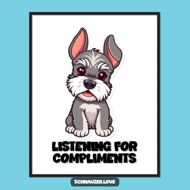 Free Printable Schnauzer Wall Art: Attentive Ears Funny Downloadable Decor