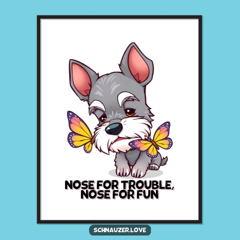Funny Free Printable Schnauzer Wall Art: Curious Dog Art Downloadable Home Decor Gift