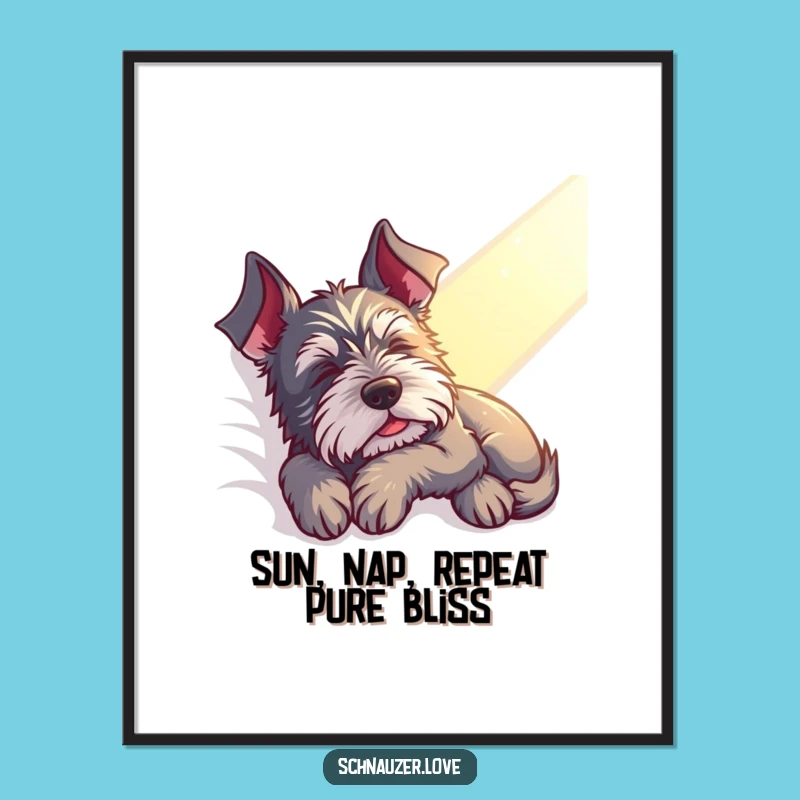 Free Printable Wall Art: Content Schnauzer Nap - Funny Downloadable Dog Art