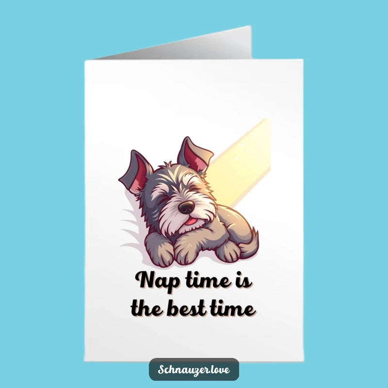 Free Printable Birthday Card: Cozy Schnauzer Nap - Downloadable Relaxing Gift