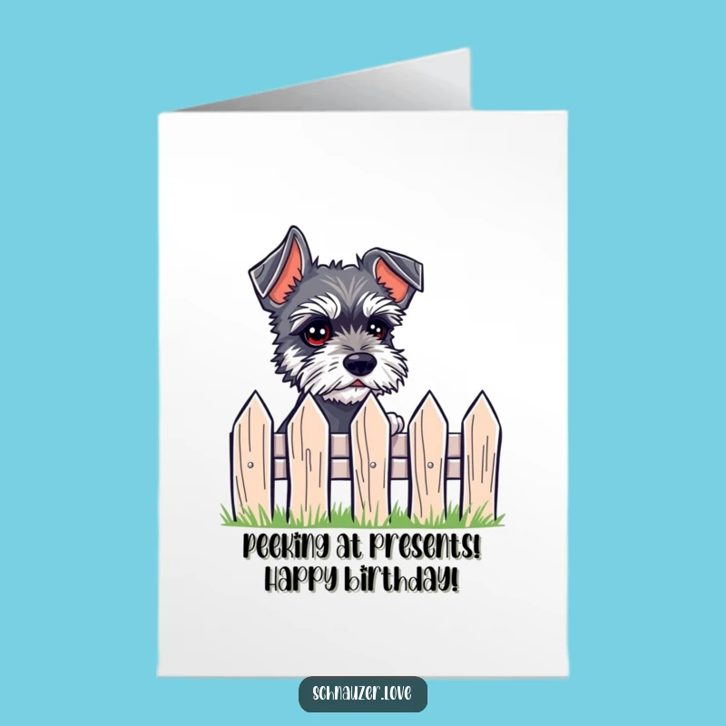 Free Printable Birthday Card: Peeking Schnauzer Downloadable Gift