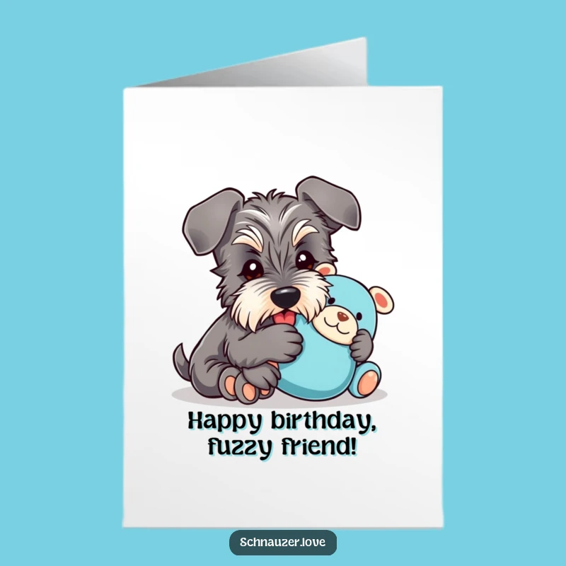 Free Printable Schnauzer Birthday Card: Cuddly Toy Downloadable Gift