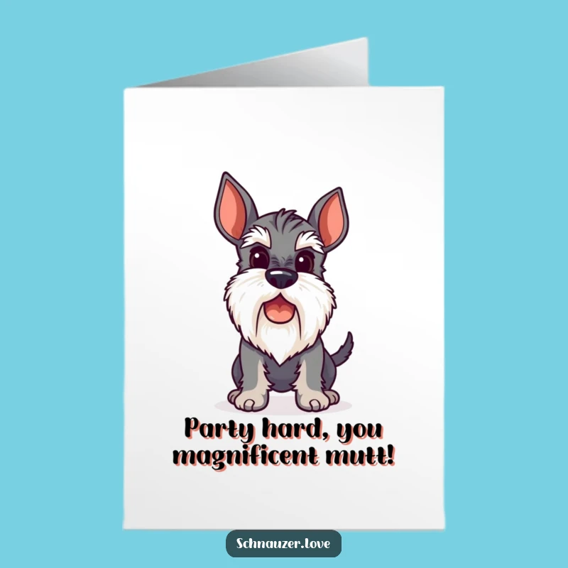Free Printable Birthday Card: Funny Schnauzer Tail Wag Downloadable Gift
