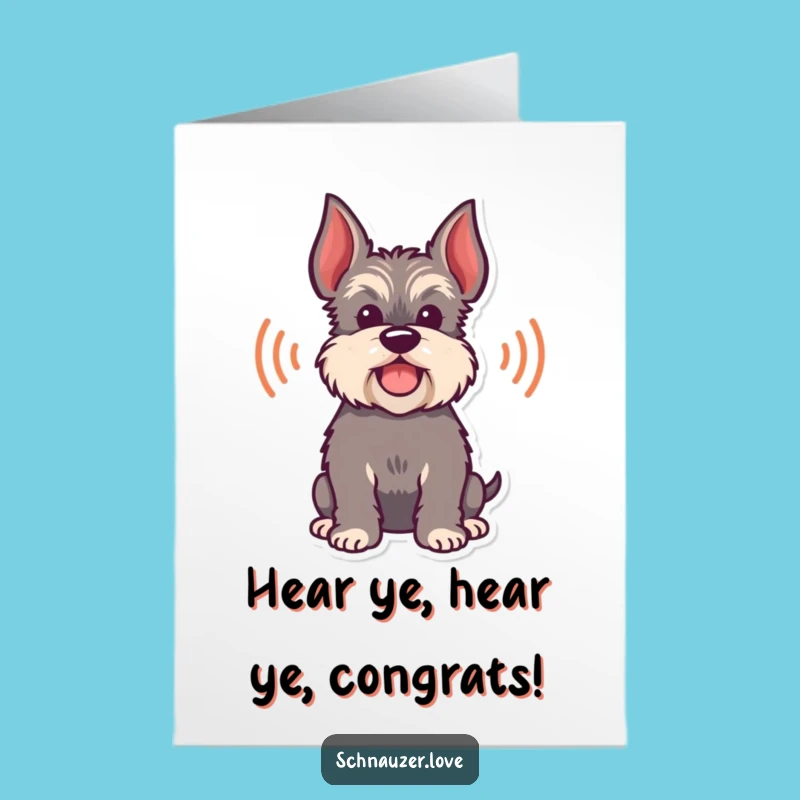 Free Printable Congrats Card: Barking Schnauzer Silhouette Downloadable Gift