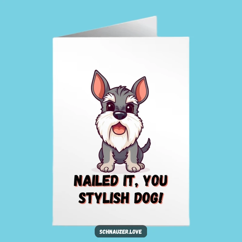 Free Printable Congrats Card: Funny Schnauzer Wag Downloadable Gift