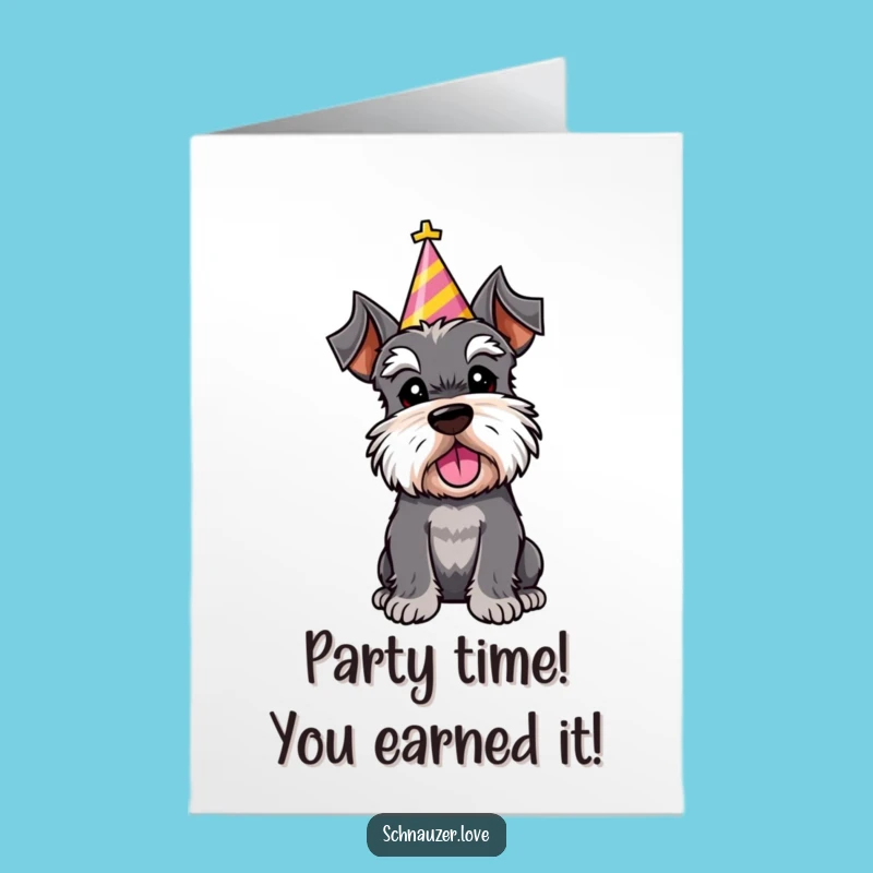 Free Printable Congrats Card: Schnauzer Party Hat - Festive Downloadable Celebration