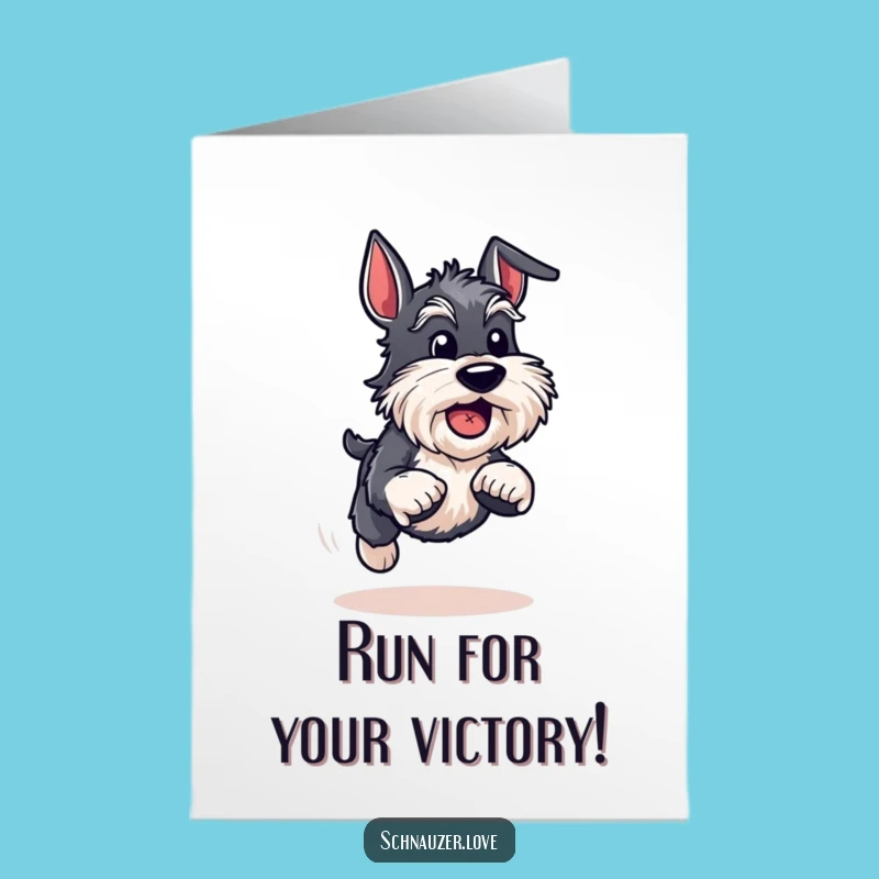 Free Printable Congrats Card: Schnauzer's Winning Run - Downloadable Playful Gift