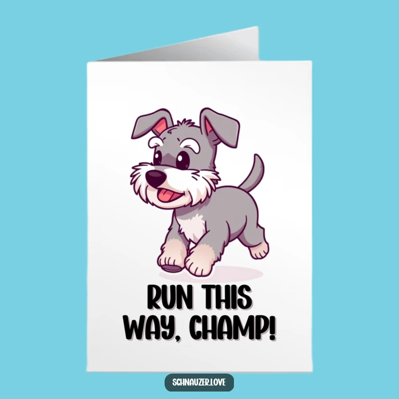 Free Printable Congrats Card: Happy Schnauzer Running, Funny Downloadable Gift for Success