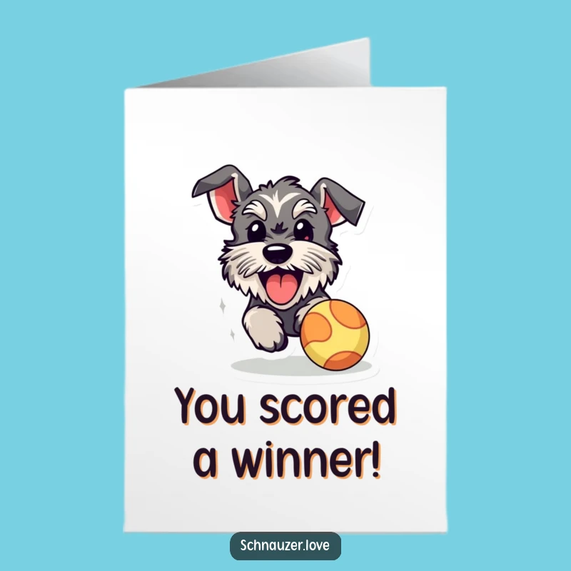 Joyful Free Printable Congrats Card: Schnauzer & Ball - Celebrate with Excitement
